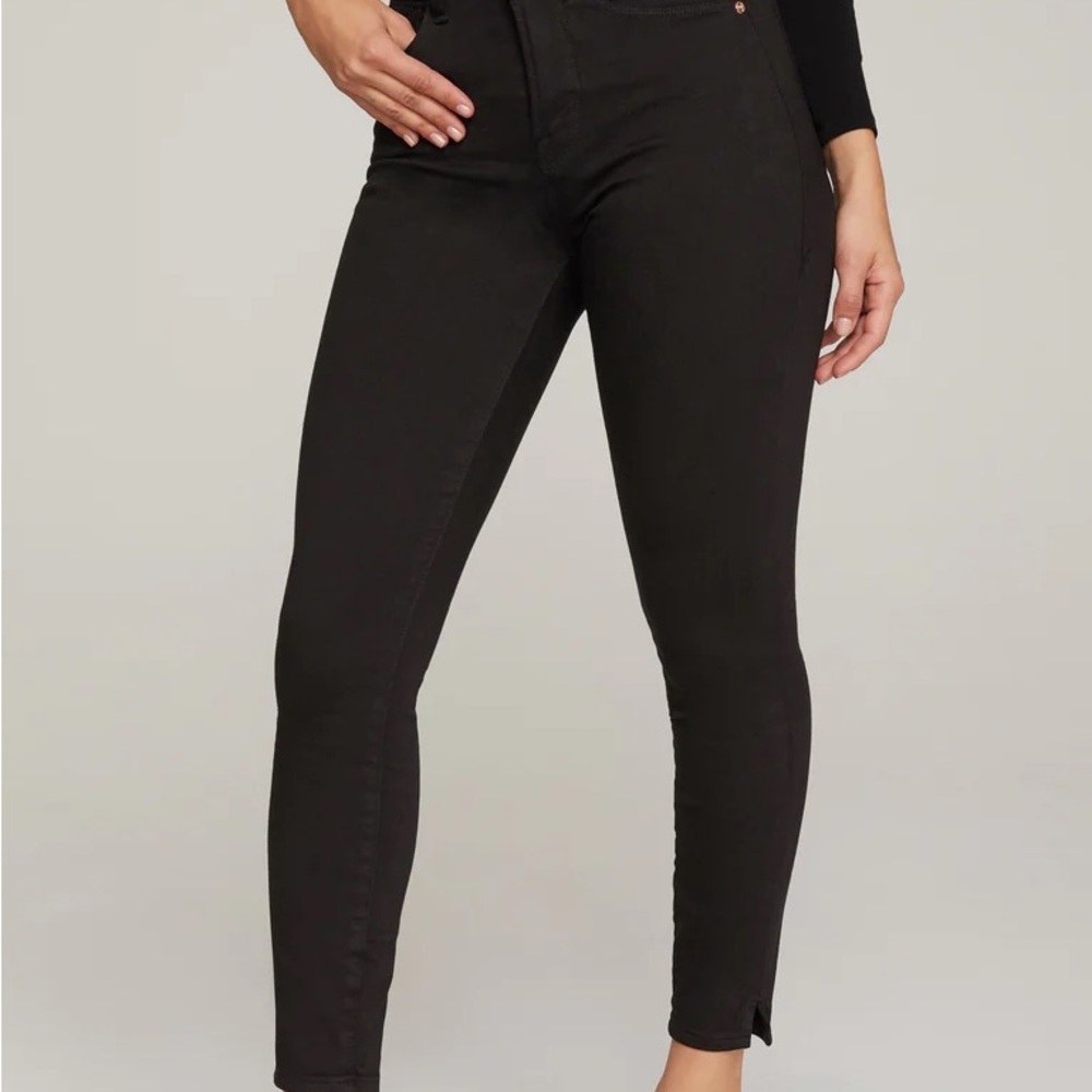 Good American Good Waist Black Side Slit Jeans